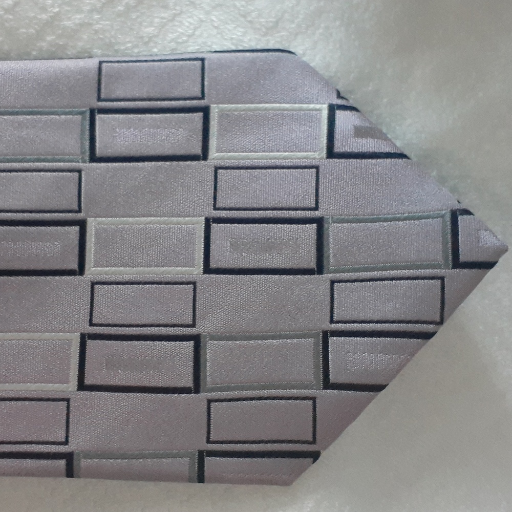 Stafford Men's Geometric Patterned Tie Gray and Black Formal Wear Handmade Silk